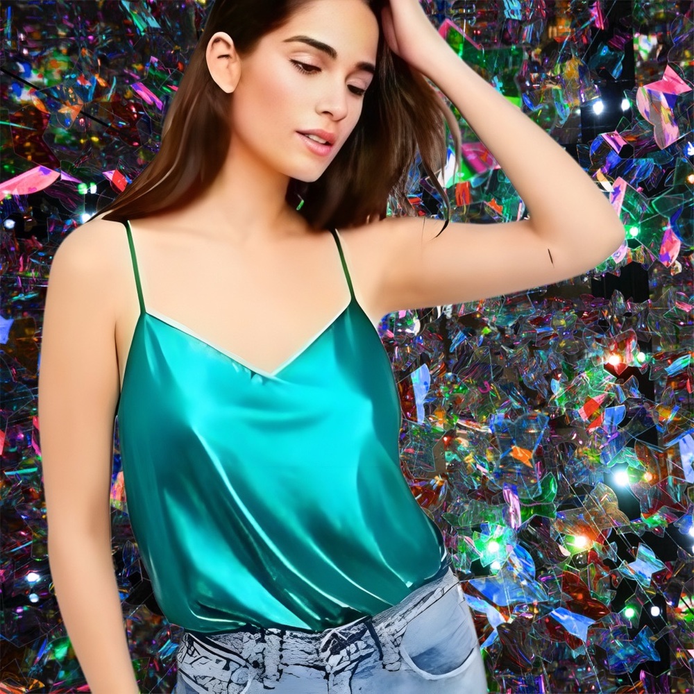 Free People Foil Babe Bodysuit (green/blue)